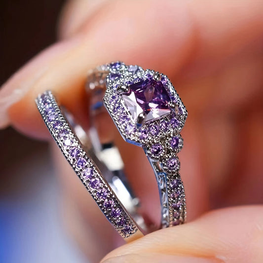 Ensemble de bagues tendance en zircon simple