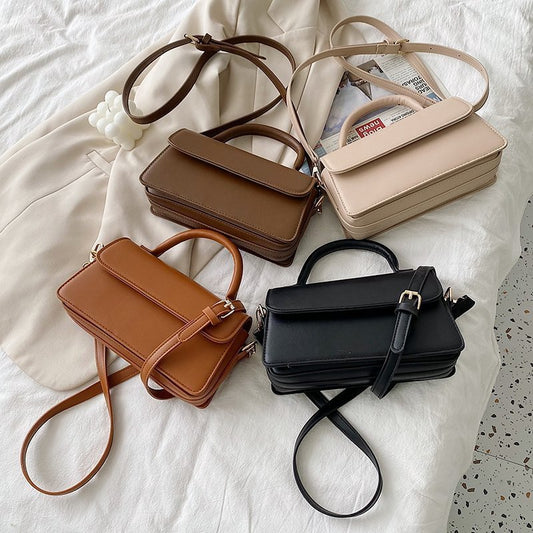 Sac à bandoulière polyvalent, simple et texturé, de couleur unie et rétro