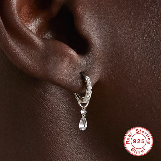 Boucle d'oreille et pendentif en argent sterling S925 avec diamant