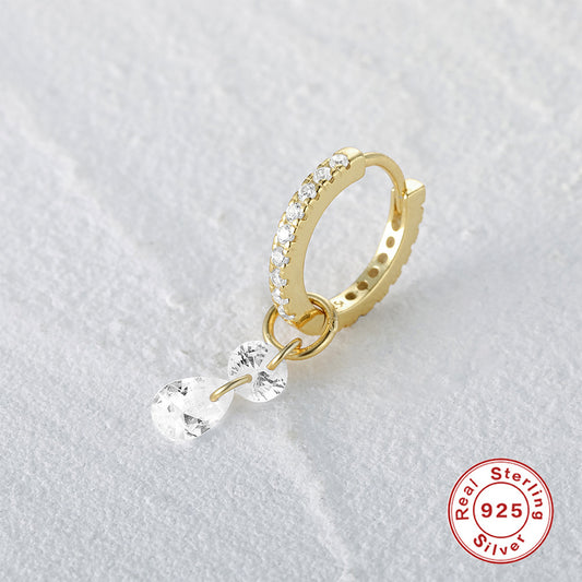 Boucle d'oreille et pendentif en argent sterling S925 avec diamant